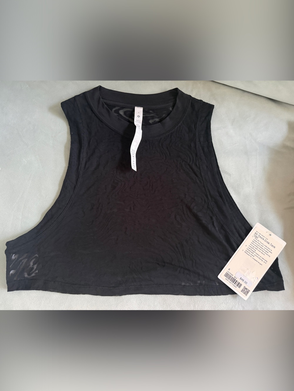 lululemon athletica Black Sheer Cropped Tank